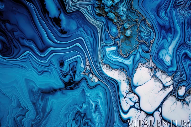 Abstract Blue Marble Texture - Psychedelic Aerial Landscape AI Image