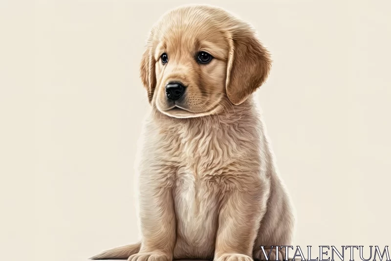 Realistic Illustration of a Golden Retriever Puppy AI Image