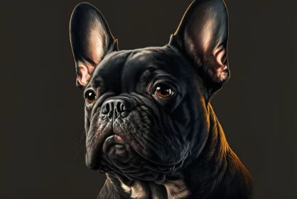 Detailed French Bulldog Illustration on Dark Background