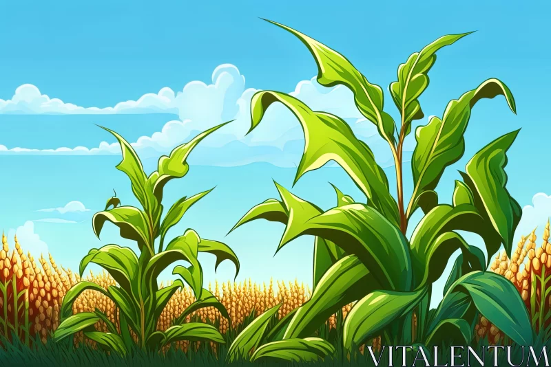 Corn Field Cartoon Illustration for 2D Game Art AI Image