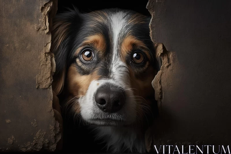 Dog Peering Through Wall: A Study of Emotion and Lighting AI Image