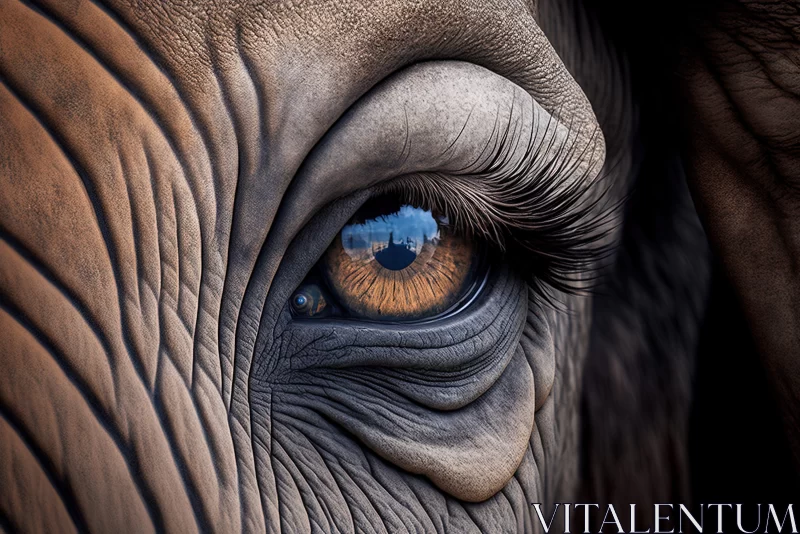 Intimate Portrait of an Elephant's Eye - Nature's Raw Emotions Captured AI Image