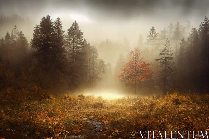 Autumnal Foggy Forest - A Mesmerizing Scottish Landscape AI Image