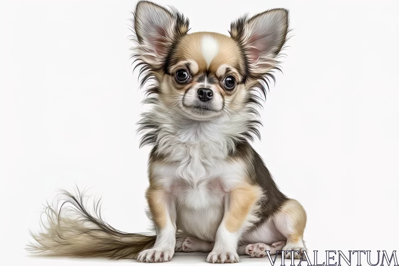 Digitally Enhanced Chihuahua Portraiture on White Background AI Image