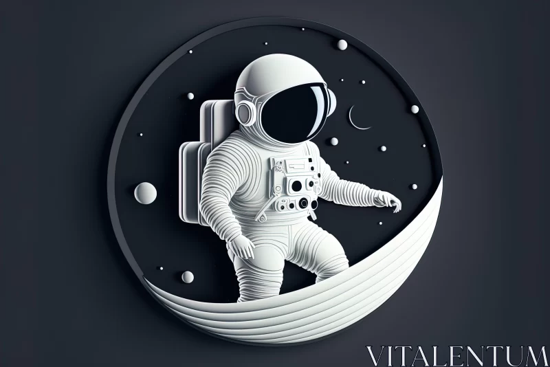 3D Space Man on the Moon: A Paper Cut-Out Style Illustration AI Image
