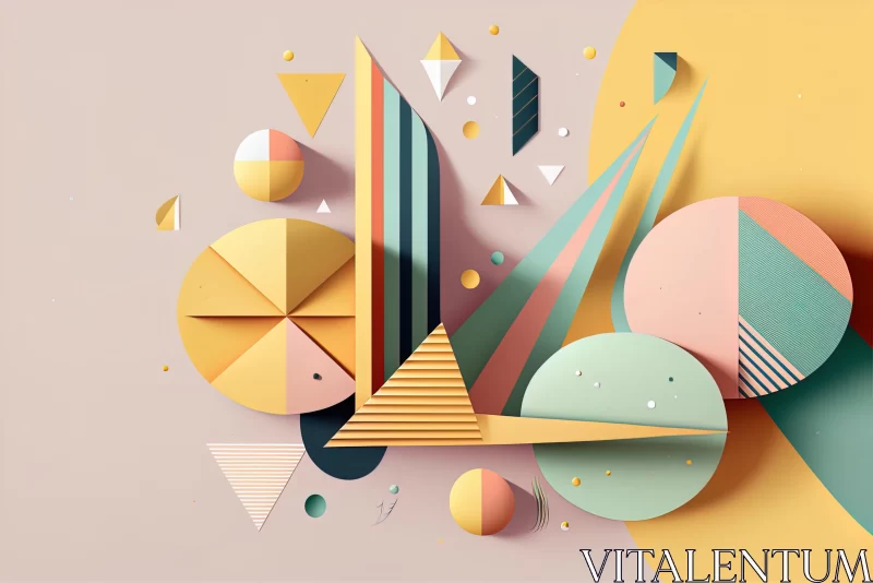 Abstract Geometric Shapes in Pastel Colors - 3D Illusion AI Image