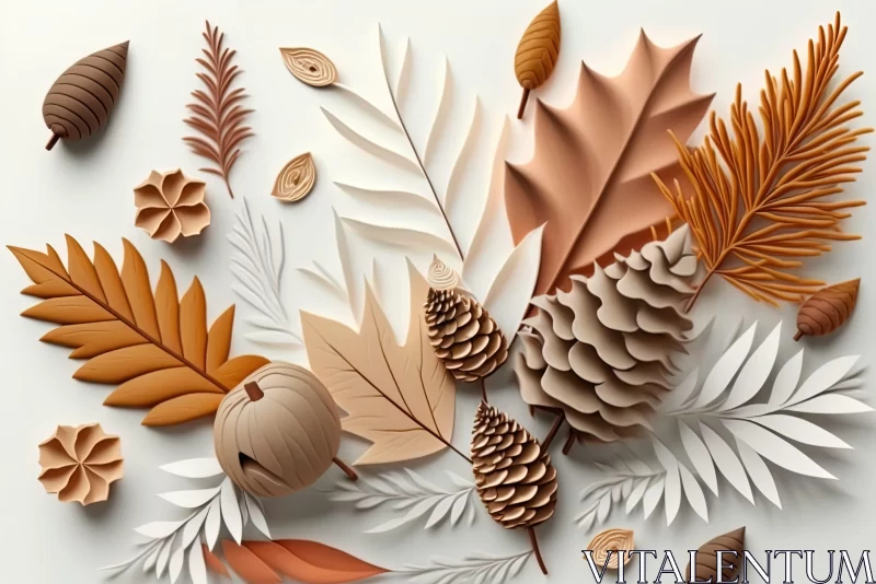 Autumn Inspired 3D Paper Cut Artwork - Nature's Beauty in Muted Tones AI Image
