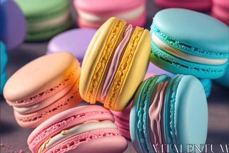 Colorful French Macarons: A Photorealistic Composition AI Image