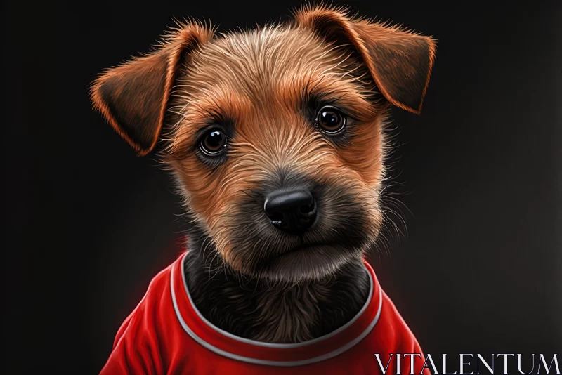 Photorealistic Digital Art: Dog in Red Shirt AI Image