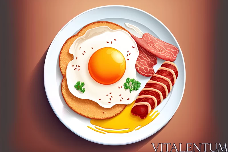 Vibrant Breakfast Plate Artwork - Bold Colors and Strong Lines AI Image