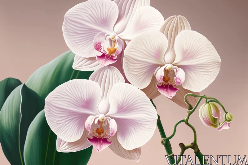 White Orchids: An Intricate Illustration AI Image