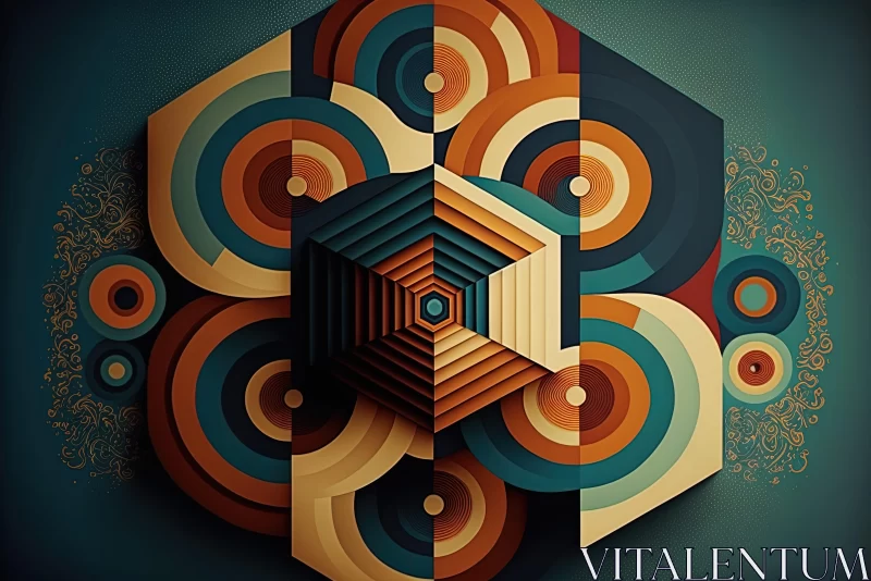 Abstract Geometric Artwork - A Psychedelic Symphony of Symmetry AI Image