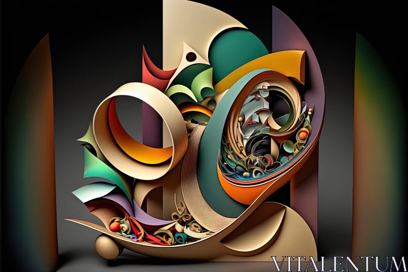 Art Nouveau Inspired Abstract 3D Artwork AI Image