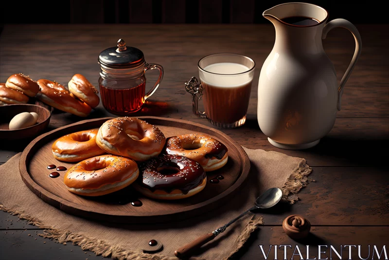 Rustic Still Life with Donuts and Coffee Mug AI Image