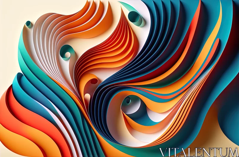 AI ART Abstract Colorful Paper Cut Art - Birds-eye-view 3D Origami