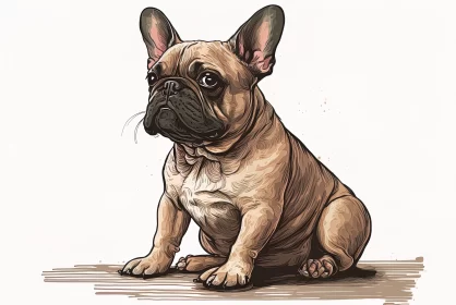 French Bulldog Cartoon Drawing: Detailed Character Illustration