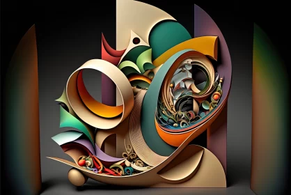 Art Nouveau Inspired Abstract 3D Artwork