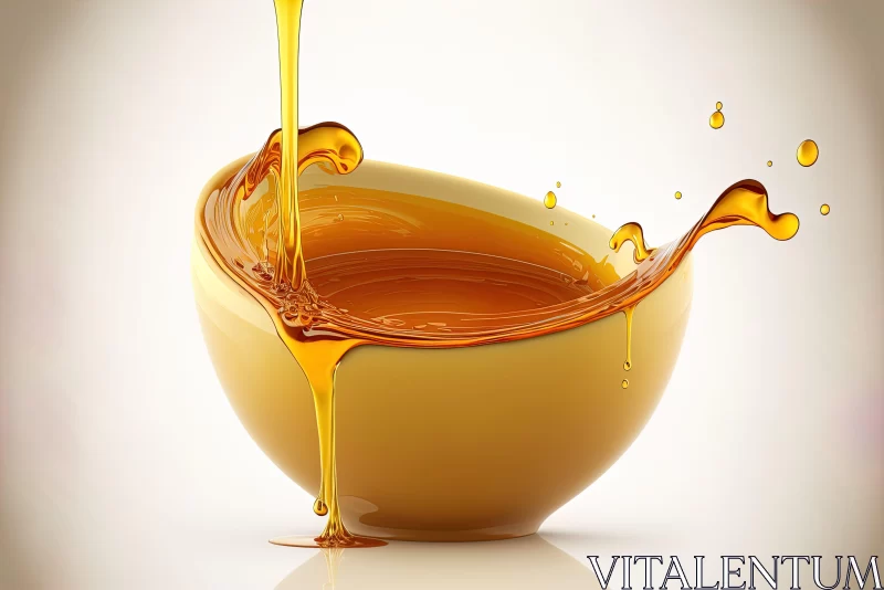 Artistic Rendering of Yellow Cup Pouring Honey AI Image