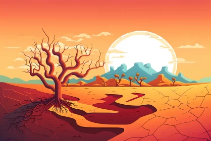 Apocalyptic Desert Landscape Illustration