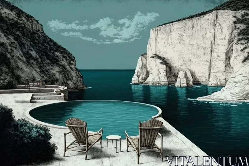 Surreal Pool in the Ocean - A Digital Art Masterpiece AI Image