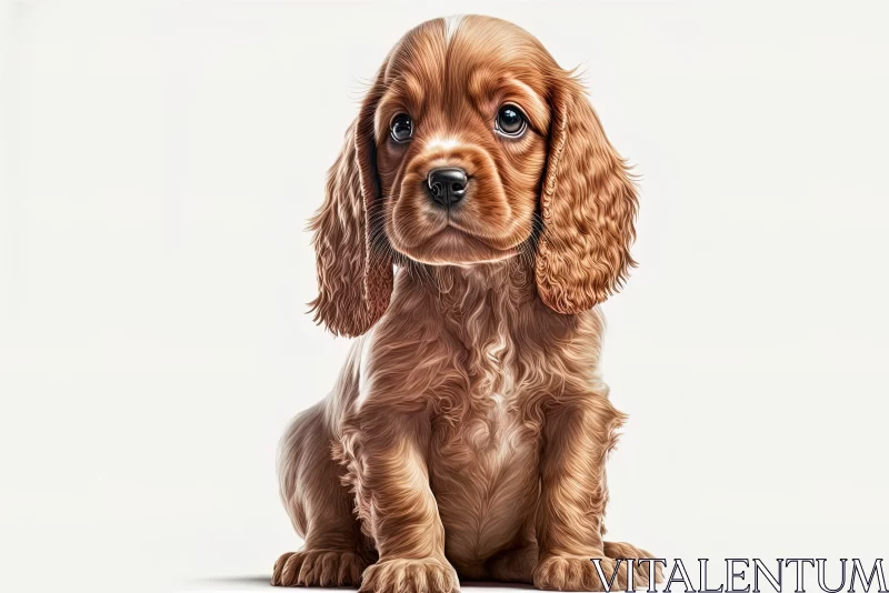 Brown Puppy on White Background: A Digitally Enhanced Illustration AI Image