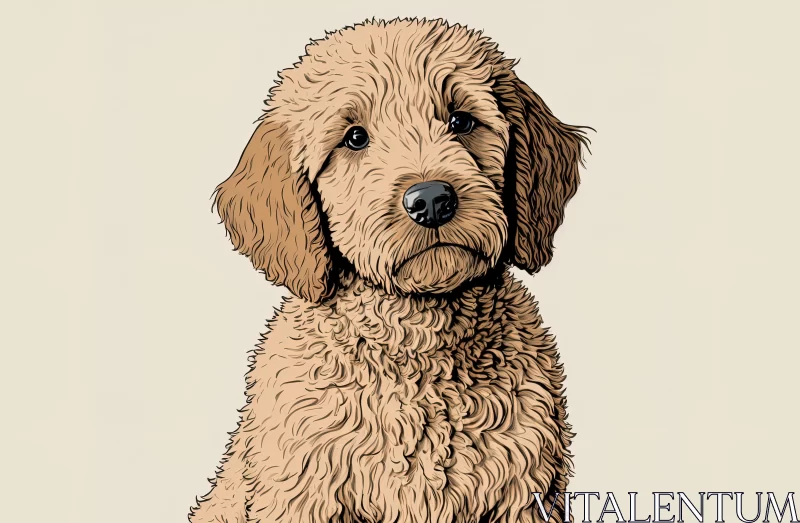 Exquisite Brown Poodle Illustration: A Portrait of Playful Innocence AI Image