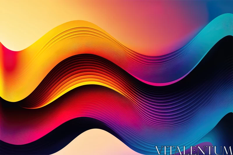 AI ART Colorful Abstract Swirling Waves - Minimalist Art