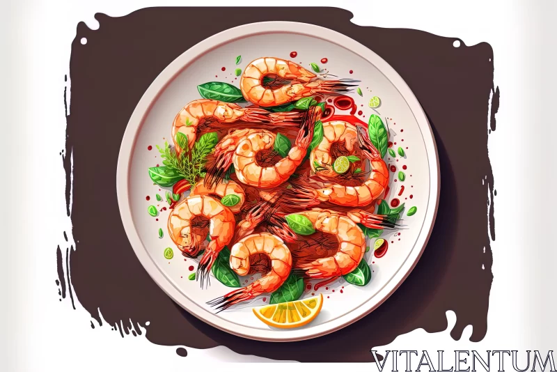 Shrimp Plate Illustration - A Feast for the Eyes AI Image