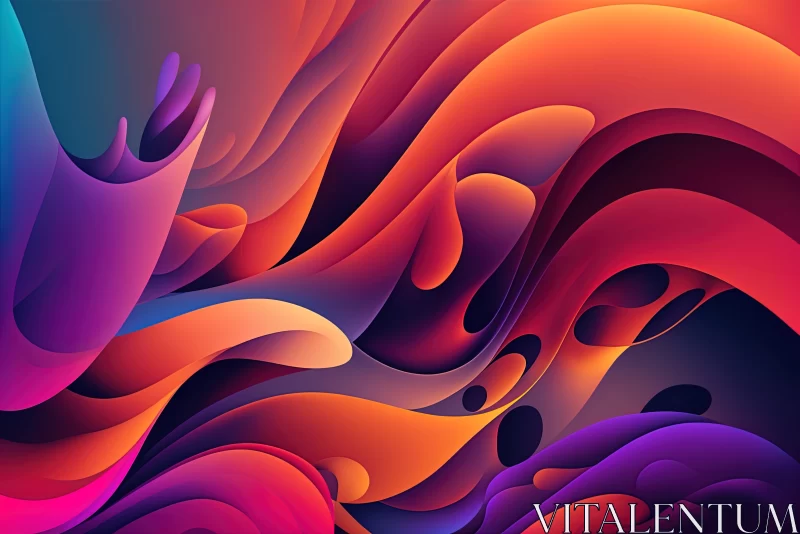 AI ART Colorful Abstract Artwork with Layered Organic Forms