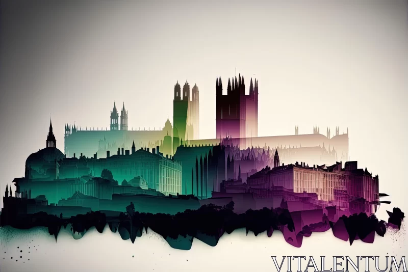 AI ART London Cityscape Vector in Gothic, Dark, and Ornate Style