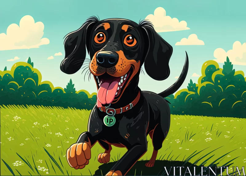 Animated Dog in Meadow: A Study in Portraiture AI Image