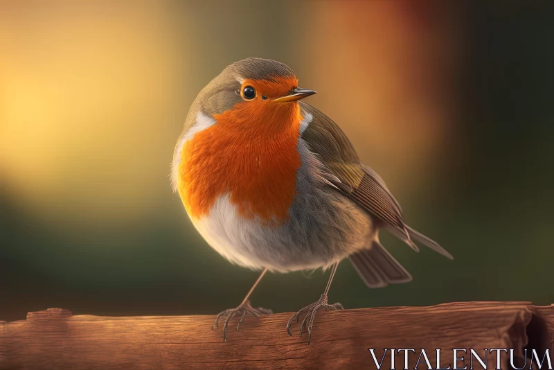 Red Bird Illustration on Log - Charming Character Design AI Image