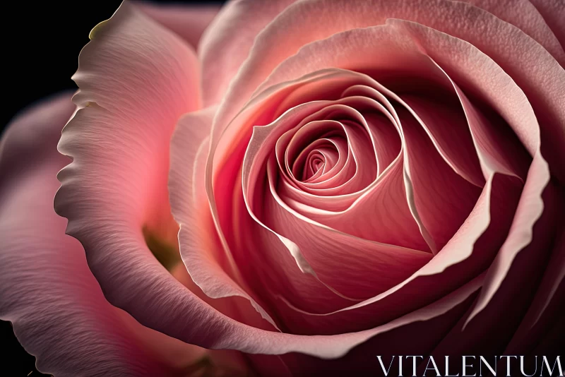Close-up of Pink Rose - Nature's Romantic Essence AI Image