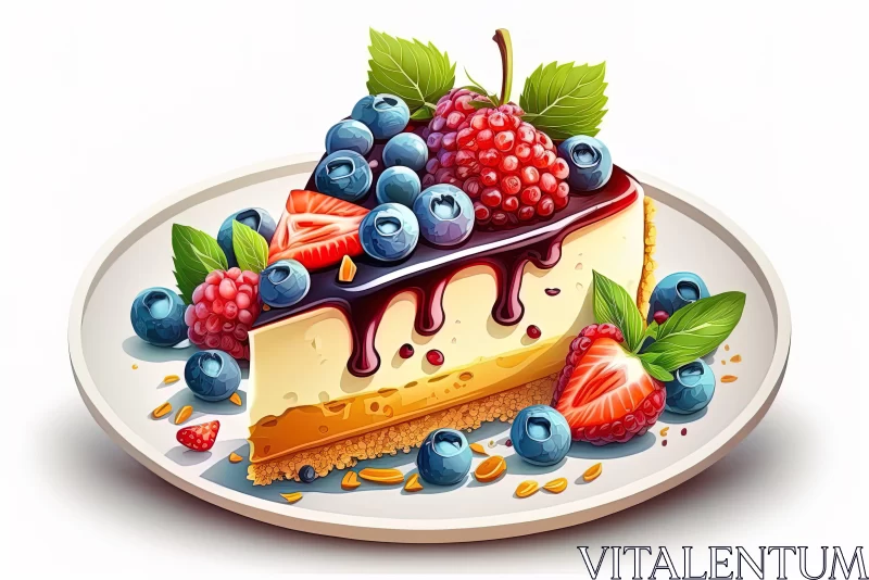 Fruity Cake with Blueberries - 2D Game Art Style Illustration AI Image