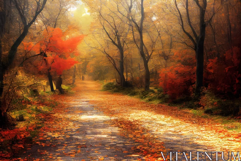 Autumn Path in Photorealistic Fantasy Style AI Image