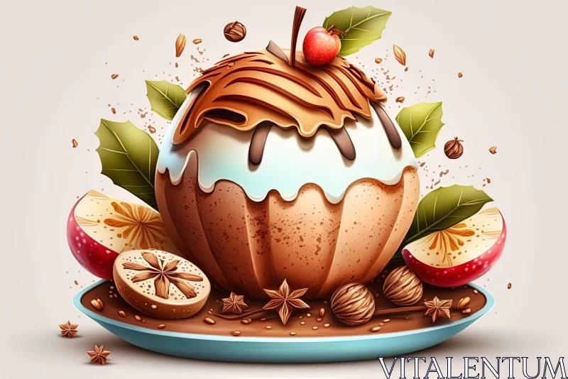 Decadent Chocolate Treats in Applecore Illustrations AI Image