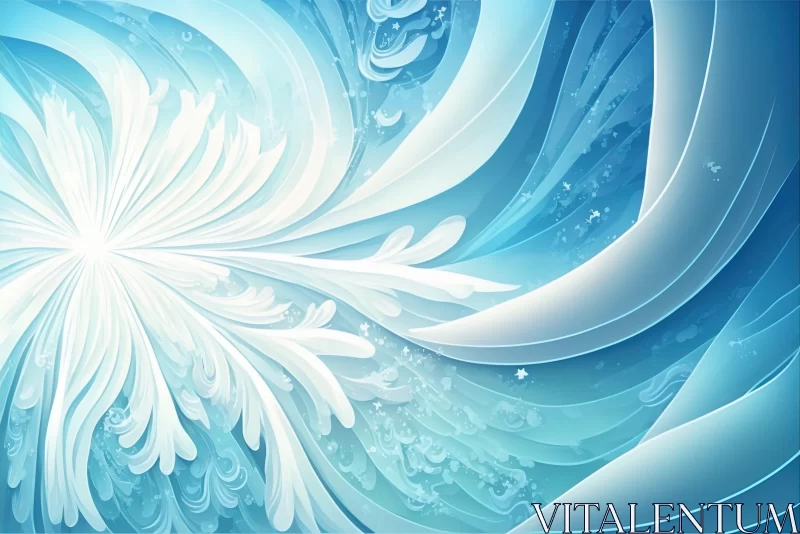 Snowy Floral Fusion in Blue and White AI Image