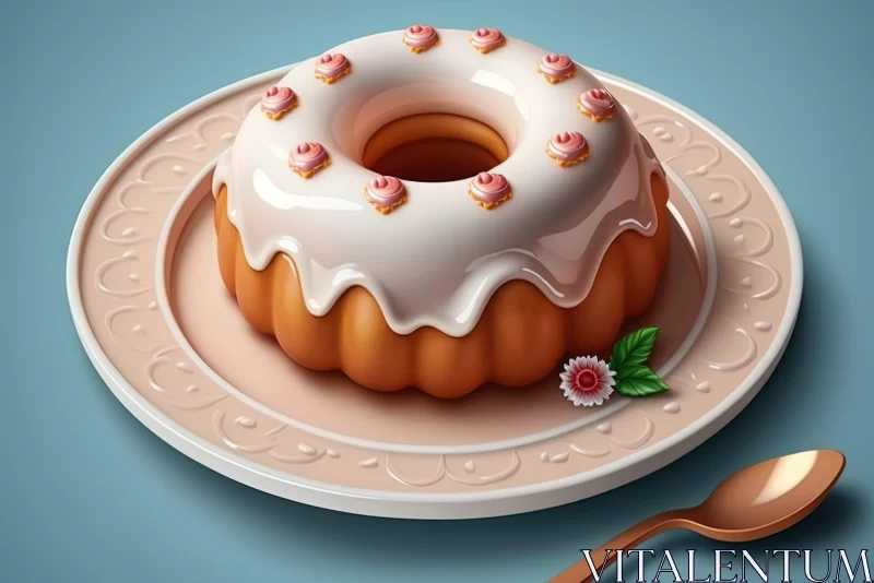 Charming 3D Illustration of Bundt Cake - Bloomcore Art AI Image