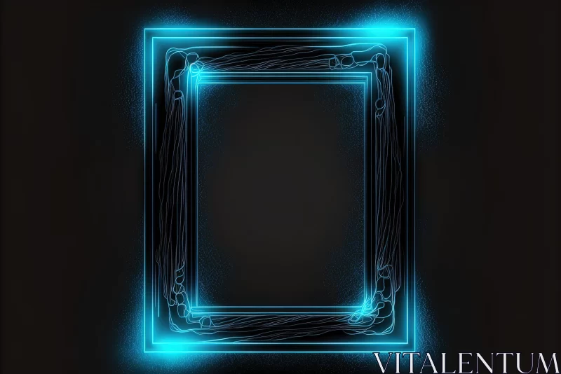 Neon Blue Frame: A Luminous Display of Light and Color AI Image