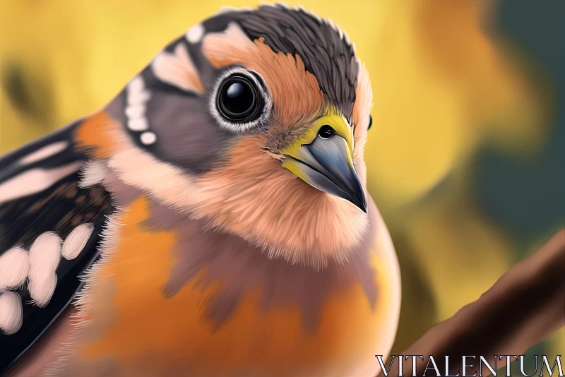 Charming Digital Painting of a Bird: A Study in Realism and Cartoon Design AI Image