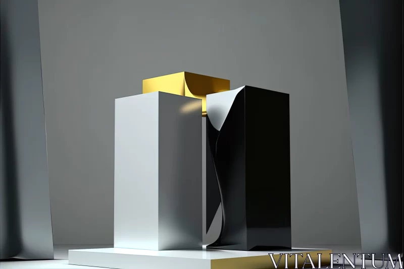 Minimalist Gold and White Statue in Architectural Abstraction AI Image