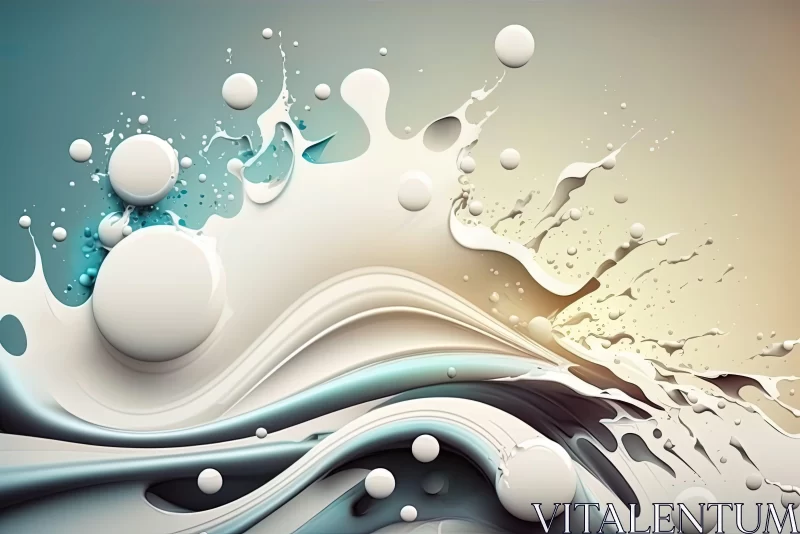 Abstract 3D Art | Bubbles and Waves in Cool Tones AI Image