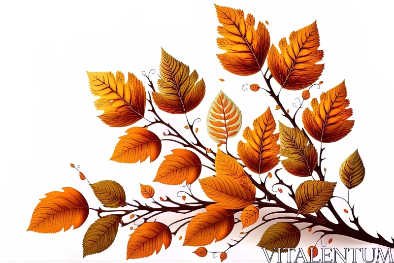 Art Nouveau Style Autumn Leaves Illustration AI Image