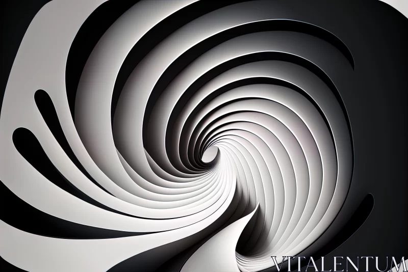 Abstract Spiral Design in Black and White AI Image