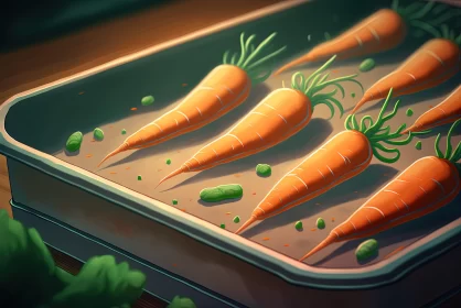 Artistic Representation of a Tray Full of Cooked Carrots