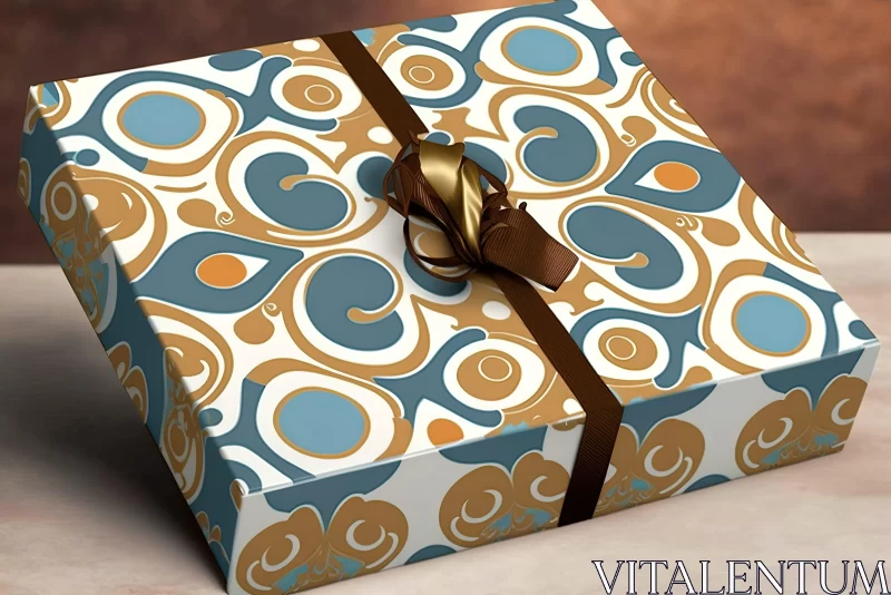 Elegant Gift Box in Art Nouveau and Mid-Century Design AI Image