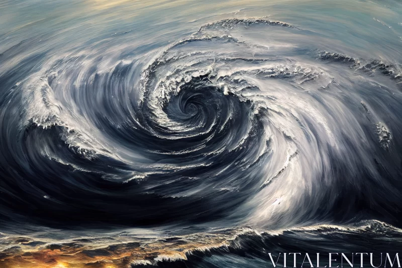 Ocean Wave Sci-Fi Style Oil Painting AI Image