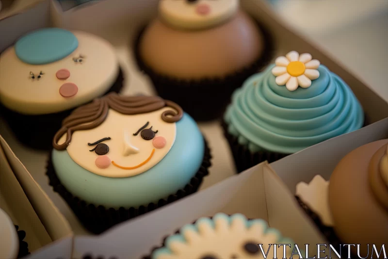 Whimsical Cupcakes with Unique Faces and Craftsmanship AI Image