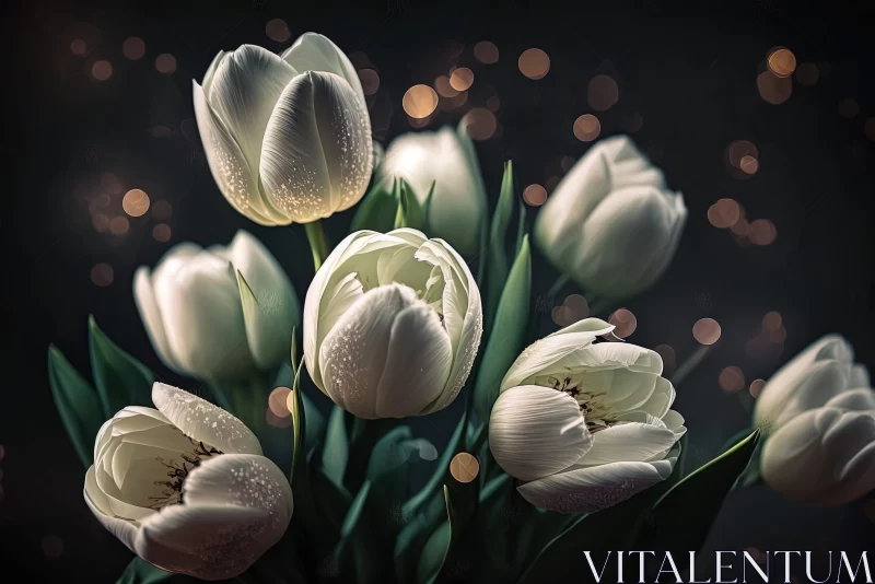 White Tulips Portrait: An Atmospheric Blend of Flora and Light AI Image