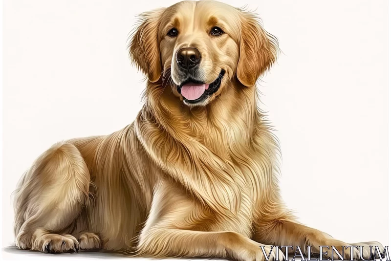 Detailed Golden Retriever Illustration in Oil Painting Style AI Image